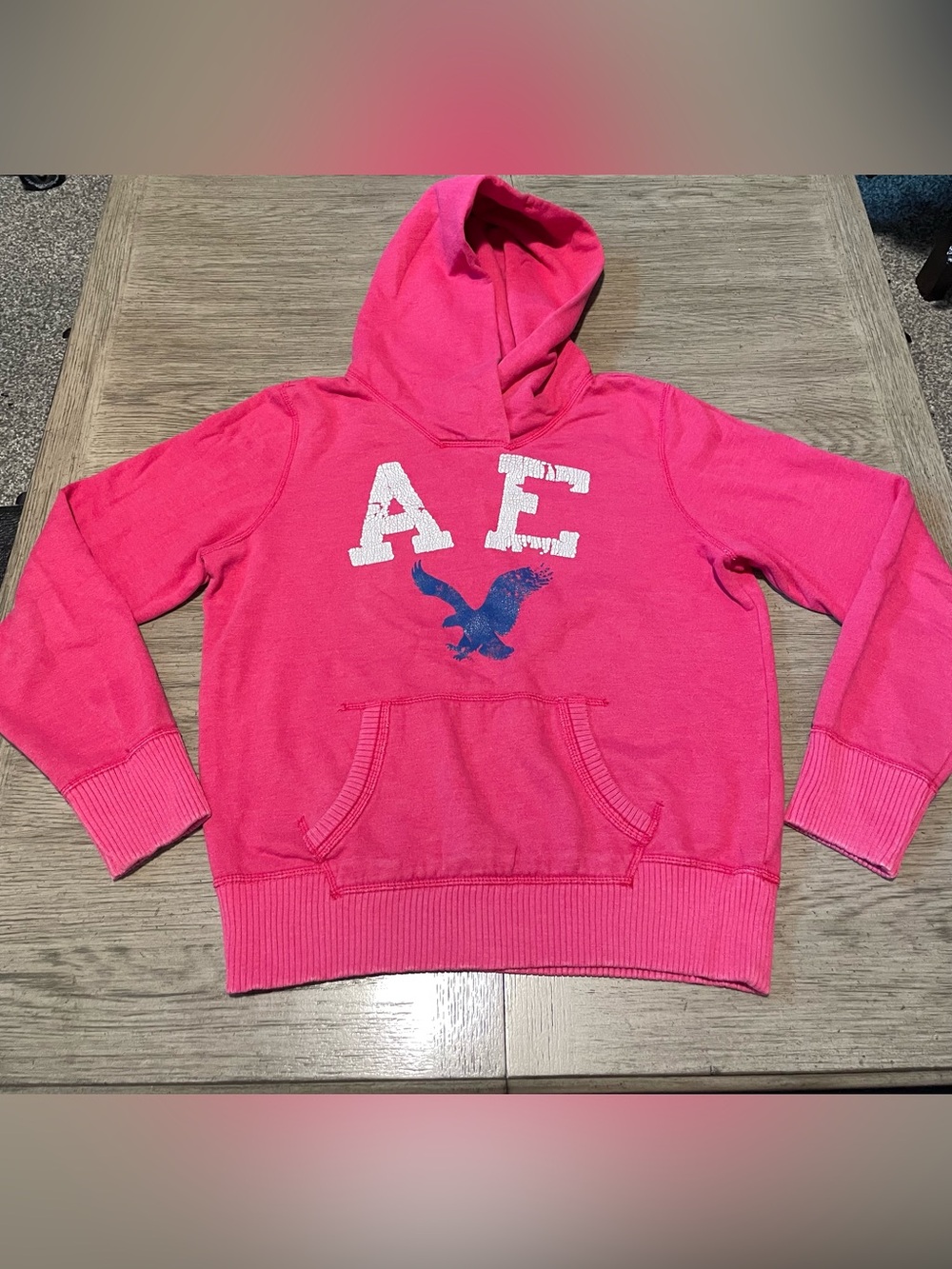 American Eagle vintage hoodie, bright pink, sized large but fits more like S/M